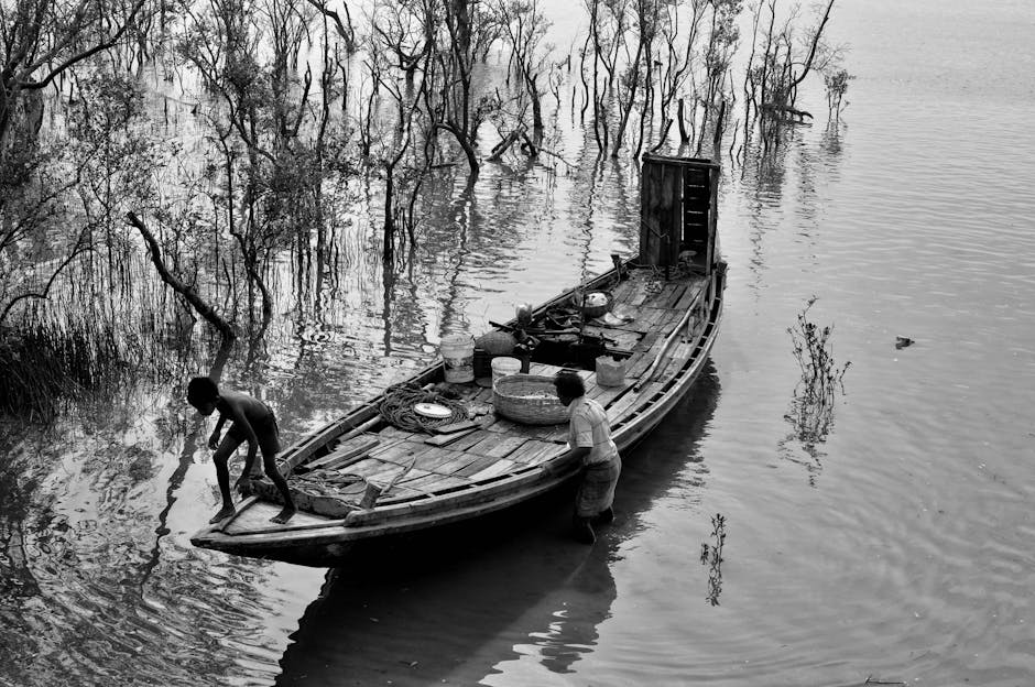 Peaceful fishing lesson by the water
